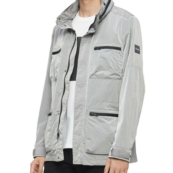 Calvin Klein Mens Gray Field Jacket with Zip-Out Hood MSRP $228 B4HP - Picture 2 of 8